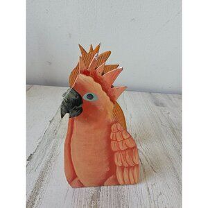 Vintage wooden parakeet letter paper napkin holder‎ bird unique parrot macaw